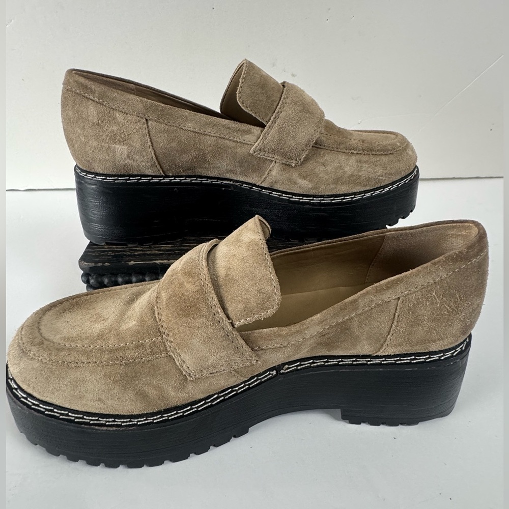 Matisse Frankie Suede Platform Loafers Beige Lug Sole Shoes Women’s 9M